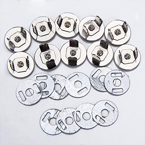 Magnetische Taschenverschlüsse, 14 mm, Messing, silberfarben, zum Nähen, Basteln, Kleidung und Taschen, 10 Sets von misppro