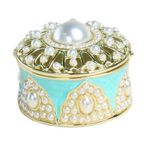 Mini-Schmuckkästchen, kreative dekorative Box, emailliert, für Ringe, Anhänger, Charms, Kommode, Tisch, Mittelstück, 4,5 x 4,5 x 3,5 cm, Blau von misppro