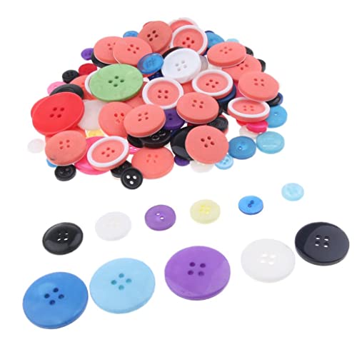 Runde Harzknöpfe mit 4 Löchern, zum Nähen, Scrapbooking und Basteln, Regenbogenfarben, 120 g von misppro