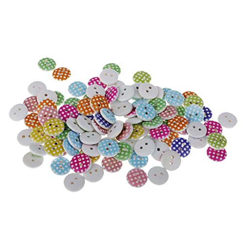 Runde Holzknöpfe mit 2 Löchern, 13 mm, zum Nähen, Basteln, Scrapbooking, Party-Dekorationen, verschiedene Punkte, 100 Stück von misppro