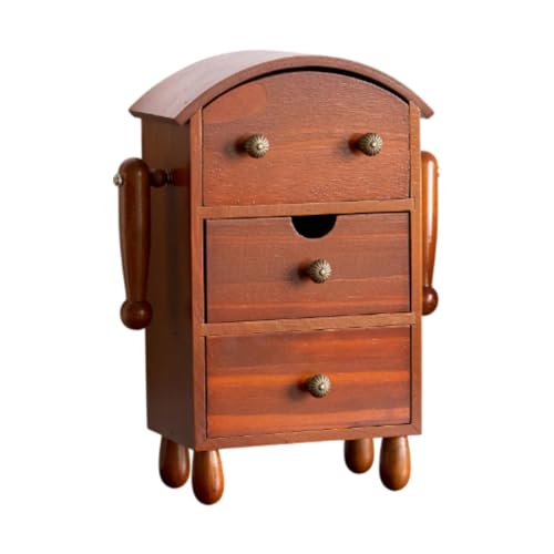 Schmuckschatulle aus Holz, Roboterform, staubdicht, Vintage-Schrank, Schmuck-Organizer, Schreibtisch-Organizer für Schminktisch, Zuhause, Büro, 26 x 11 x 33,5 cm, Braun Schmuckschatulle aus Holz, Roboterform, staubdicht, Vintage-Schrank, Schmuck-Organizer, Schreibtisch-Organizer für Schminktisch, Zuhause, Büro, 26 x 11 x 33,5 cm, Braun von misppro