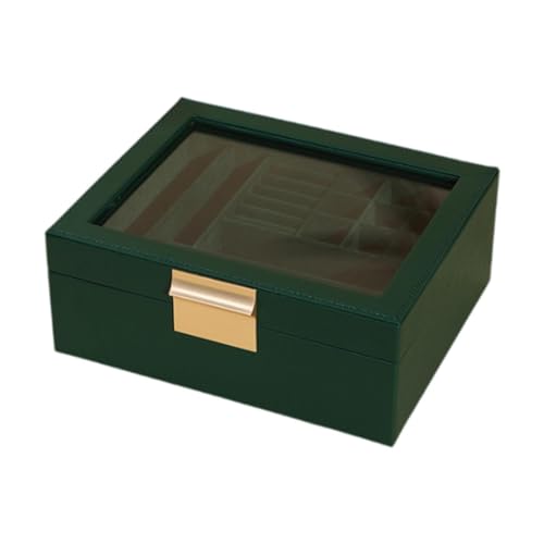 Schmuckschatulle für Damen, PU-Leder, Schmuck-Organizer, Vitrine mit transparenter Abdeckung, Ohrringhalter, Aufbewahrungsbox für Halsketten, Ringe, Manschettenknöpfe, Fußkettchen, 22,9 x 18,3 x 8,9 Schmuckschatulle für Damen, PU-Leder, Schmuck-Organizer, Vitrine mit transparenter Abdeckung, Ohrringhalter, Aufbewahrungsbox für Halsketten, Ringe, Manschettenknöpfe, Fußkettchen, 22,9 x 18,3 x 8,9 von misppro
