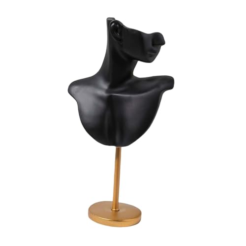 Schmuckständer für Büste, Schmuck-Organizer mit Ohrringloch für Halsketten, Anhänger, Ketten, Einzelhandel, 18 x 32 cm, Schwarz von misppro