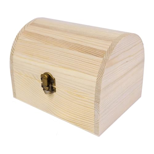 Unlackierte Holzkiste, Schatztruhe, tragbar, unlackiert, Schmuckschatulle, Schmuckvitrine für Kunst, Hobbys, Partygeschenke, DIY-Stil C Unlackierte Holzkiste, Schatztruhe, tragbar, unlackiert, Schmuckschatulle, Schmuckvitrine für Kunst, Hobbys, Partygeschenke, DIY-Stil C von misppro