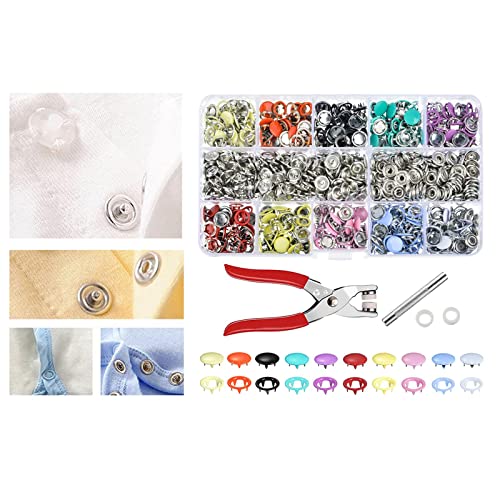 Zinkenringknopf-Druckknöpfe, Druckknopf-Verschlüsse, DIY-Zange, Werkzeug-Set mit 100 Sets hohlen Druckknöpfen Zinkenringknopf-Druckknöpfe, Druckknopf-Verschlüsse, DIY-Zange, Werkzeug-Set mit 100 Sets hohlen Druckknöpfen von misppro