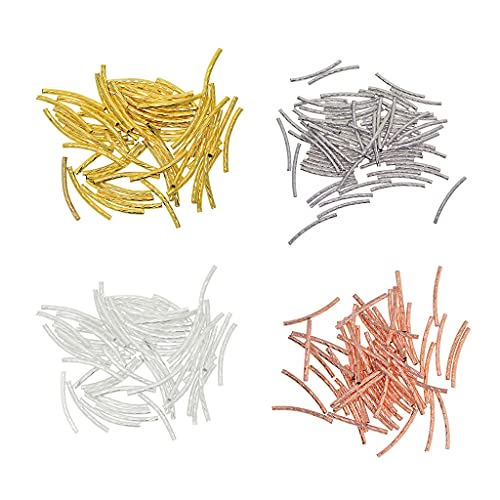 misppro 200 Stück 4 Farben Kupfer gravierte gebogene Röhren-Nudelperlen für Schmuckherstellung, 25 mm misppro 200 Stück 4 Farben Kupfer gravierte gebogene Röhren-Nudelperlen für Schmuckherstellung, 25 mm von misppro