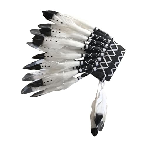 misppro Chief Indian Hut Künstliche Feder Kopfschmuck für Partyauftritte, Karneval, Tribal Kopfbedeckung Kinder Größe 46 x 48 cm von misppro