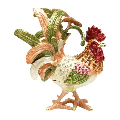 misppro Elegante Schmuckschatulle mit Hahn, Schmuck-Organizer für Damen, Legierung, Emaille, dekorative Aufbewahrungsbox, 10,5 x 4,8 x 11,2 cm, Grüner goldener Schwanz misppro Elegante Schmuckschatulle mit Hahn, Schmuck-Organizer für Damen, Legierung, Emaille, dekorative Aufbewahrungsbox, 10,5 x 4,8 x 11,2 cm, Grüner goldener Schwanz von misppro