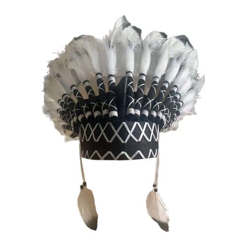 misppro Indianerhut mit Feder-Kopfschmuck für Erwachsene, einzigartiges Stirnband für Bühnenauftritte, 48 x 26 cm, Schwarz / Weiß misppro Indianerhut mit Feder-Kopfschmuck für Erwachsene, einzigartiges Stirnband für Bühnenauftritte, 48 x 26 cm, Schwarz / Weiß von misppro