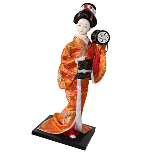 misppro Japanische Kimono-Geisha-Puppe im Vintage-Stil, 30 cm, weibliches Modell in orangefarbener Kleidung von misppro