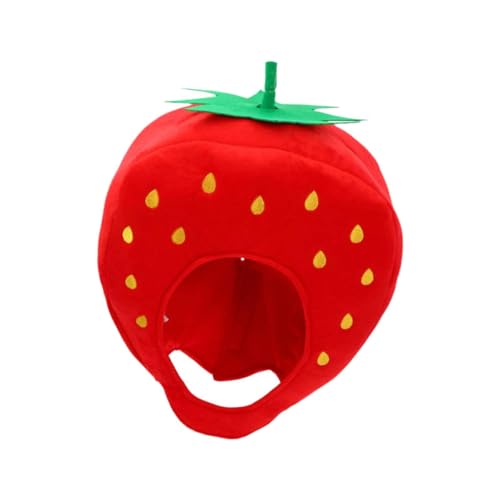 misppro Niedlicher Plüsch-Erdbeerhut, weiche Kopfbedeckung, warme Frucht-Kopfbedeckung, Kapuze für Partys und Events misppro Niedlicher Plüsch-Erdbeerhut, weiche Kopfbedeckung, warme Frucht-Kopfbedeckung, Kapuze für Partys und Events von misppro