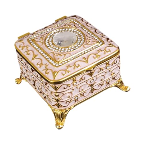 misppro Quadratische Schmuckschatulle, Metalltruhe, Ringetui, europäischer Stil, dekorative Schmuckaufbewahrung, Organizer für Halsketten, 7,5 x 7,5 x 5,5 cm, Goldweiß misppro Quadratische Schmuckschatulle, Metalltruhe, Ringetui, europäischer Stil, dekorative Schmuckaufbewahrung, Organizer für Halsketten, 7,5 x 7,5 x 5,5 cm, Goldweiß von misppro