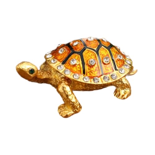 misppro Schildkröten-Schmuckkästchen, Zinklegierung, Schmuckkästchen, Andenken, Geschenk-Etui für Ohrringe, Ringe, Halsketten, Anhänger, 5,5 x 3,5 cm, Gelb von misppro