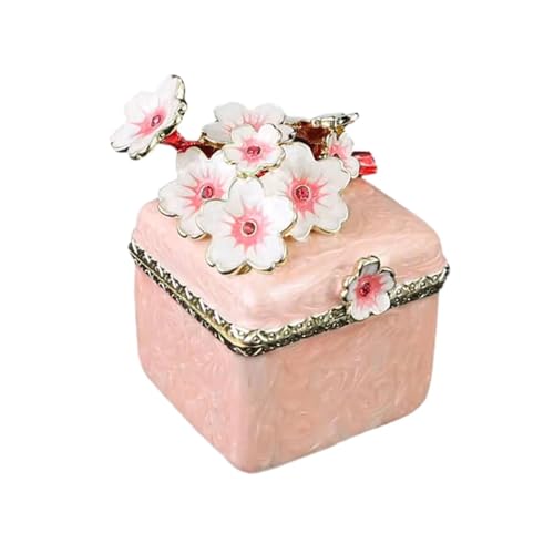 misppro Schmuckkästchen aus Emaille, dekorative Heimdekoration, Erinnerungsbox für Anhänger, Charms, Ohrringe, 4,5 x 4,5 x 6,5 cm von misppro