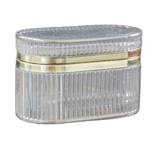 misppro Schmuckkästchen aus geprägtem Glas für Damen, Schmuckkästchen, Organizer für Halsketten, Ohrringe, Anhänger, Party, Tischdekoration, 13,5 x 8 x 8,5 cm, Space Grey von misppro