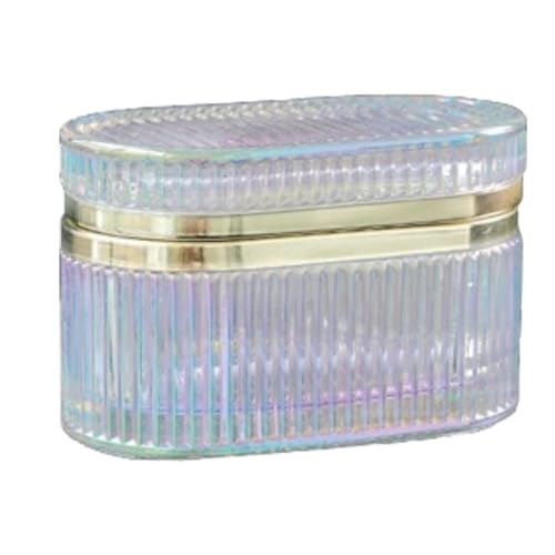 misppro Schmuckkästchen aus geprägtem Glas für Damen, Schmuckkästchen, Organizer für Halsketten, Ohrringe, Anhänger, Party, Tischdekoration, 13,5 x 8 x 8,5 cm, Violett von misppro