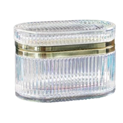 misppro Schmuckkästchen aus geprägtem Glas für Damen, Schmuckkästchen, Organizer für Halsketten, Ohrringe, Anhänger, Party, Tischdekoration, 13,5 x 8 x 8,5 cm, bunt von misppro