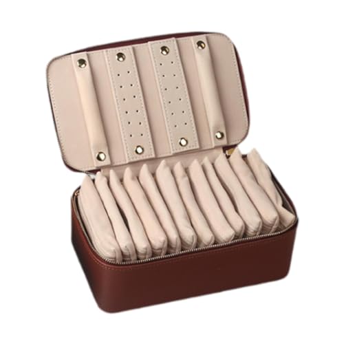 misppro Schmuckkästchen mit 12 Samtbeuteln, PU-Leder-Schmuckschatulle für Halsketten, Ringe, Ohrringe, kompakte Reise-Schmuckaufbewahrung für Damen, 21,5 x 11,5 x 8,5 cm, Braun misppro Schmuckkästchen mit 12 Samtbeuteln, PU-Leder-Schmuckschatulle für Halsketten, Ringe, Ohrringe, kompakte Reise-Schmuckaufbewahrung für Damen, 21,5 x 11,5 x 8,5 cm, Braun von misppro