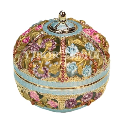 misppro Schmuckkästchen mit Scharnier, Emaille, Schmuck-Organizer, Retro-Design, Figur, Ringhalter, Ornament für Anhänger, Tischplatte, Blau von misppro