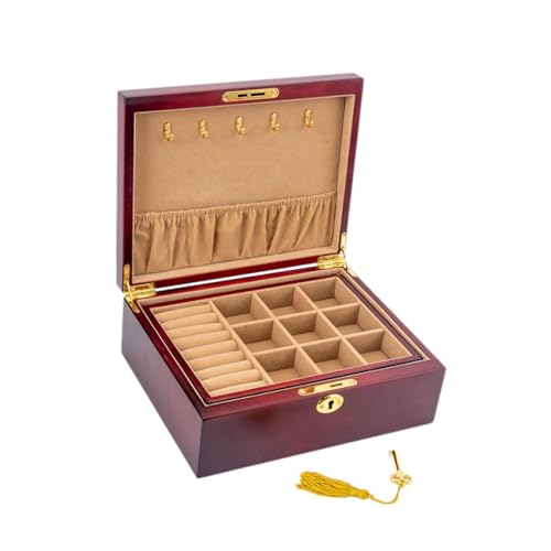 misppro Schmuckschatulle aus Holz mit Schloss, großes Fassungsvermögen, Schmuck-Organizer für Uhren, Ringe, Halsketten, Ohrringe, Aufbewahrungsbox, 28 x 20 x 9 cm, Stil B misppro Schmuckschatulle aus Holz mit Schloss, großes Fassungsvermögen, Schmuck-Organizer für Uhren, Ringe, Halsketten, Ohrringe, Aufbewahrungsbox, 28 x 20 x 9 cm, Stil B von misppro