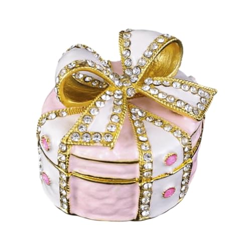 misppro Schmuckschatulle mit Schleife, Metall, Emaille, Schmuckkästchen mit Scharnierdeckel, für Ohrringe, Ringe, kleine Accessoires, Aufbewahrung, 6,7 x 5,8 x 5,4 cm misppro Schmuckschatulle mit Schleife, Metall, Emaille, Schmuckkästchen mit Scharnierdeckel, für Ohrringe, Ringe, kleine Accessoires, Aufbewahrung, 6,7 x 5,8 x 5,4 cm von misppro