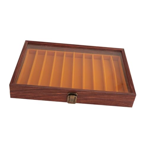 misppro Schmuckschatulle mit transparentem Klappdeckel, abschließbar, tragbar, Holzbehälter, 35 x 24 x 5 cm, für Damen-Accessoires, Stil C von misppro