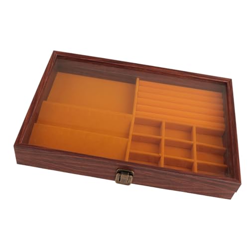 misppro Schmuckschatulle mit transparentem Klappdeckel, abschließbar, tragbar, Holzbehälter, 35 x 24 x 5 cm, für Damen-Accessoires, Stil D misppro Schmuckschatulle mit transparentem Klappdeckel, abschließbar, tragbar, Holzbehälter, 35 x 24 x 5 cm, für Damen-Accessoires, Stil D von misppro