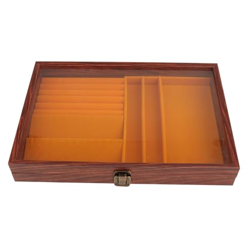 misppro Schmuckschatulle mit transparentem Klappdeckel, abschließbar, tragbar, Holzbehälter, 35 x 24 x 5 cm, für Damen-Accessoires, Stil E misppro Schmuckschatulle mit transparentem Klappdeckel, abschließbar, tragbar, Holzbehälter, 35 x 24 x 5 cm, für Damen-Accessoires, Stil E von misppro