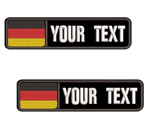 misscase 2 Stücke Benutzerdefinierte deutsche Militär Name Patch, personalisierte gestickte Text Namensschild mit Klettverschluss/Aufbügel (4x1in) von misscase