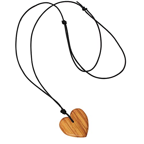 Halskette Herz, Holzkette mit Lederband, Schmuck für Damen, Kette mit Herzanhänger, Geschenkidee von mitienda mit Liebe gemacht
