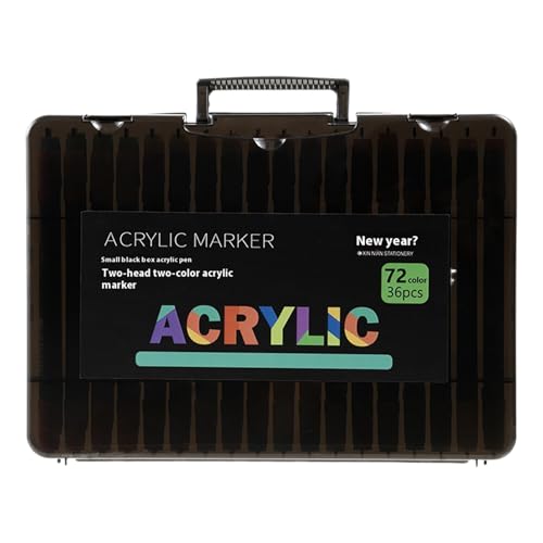Acrylic Marker Set, Double-Tip Paint Pens, Waterproof Fade-Resistant Ink Smooth Fabric Application, Supplies for Journaling Scrapbooking Illustration and Kids Art Education All Ages 10.43x7.28x1.06in von mivceklw