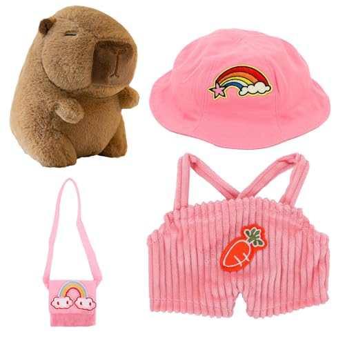 Capybara Dress Up Design Plüschspielzeug, niedlich, getuftete Tiere, weiche Capybara-Puppe, dekorativ, Capybara-Plüschtier mit Kleidung, 25 cm, für den Außenbereich, Pink, Gelb, Hot Pink Capybara Dress Up Design Plüschspielzeug, niedlich, getuftete Tiere, weiche Capybara-Puppe, dekorativ, Capybara-Plüschtier mit Kleidung, 25 cm, für den Außenbereich, Pink, Gelb, Hot Pink von mivceklw
