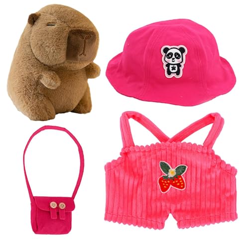 Capybara Dress Up Design Plüschspielzeug, niedlich, getuftete Tiere, weiche Capybara-Puppe, dekorativ, Capybara-Plüschtier mit Kleidung, 25 cm, für den Außenbereich, Pink, Gelb, Hot Pink Capybara Dress Up Design Plüschspielzeug, niedlich, getuftete Tiere, weiche Capybara-Puppe, dekorativ, Capybara-Plüschtier mit Kleidung, 25 cm, für den Außenbereich, Pink, Gelb, Hot Pink von mivceklw