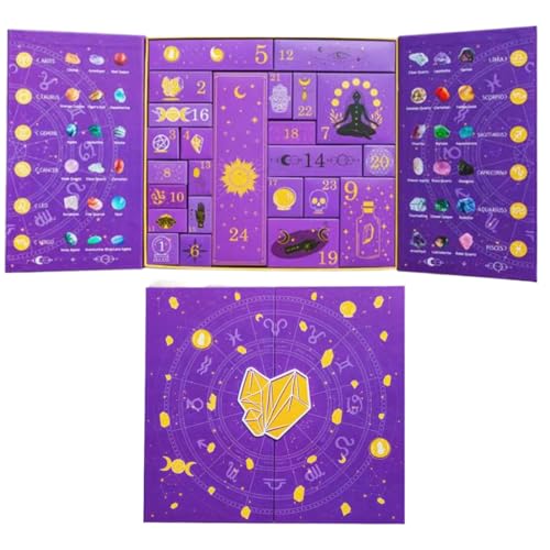 Crystal Countdown-Kalender, Halloween-Adventsdekoration, Hexenstatue, 24 Tage Resin Mystischer Charme für die Einrichtung der Tischsaison für Schlafzimmer zu Schlag von mivceklw