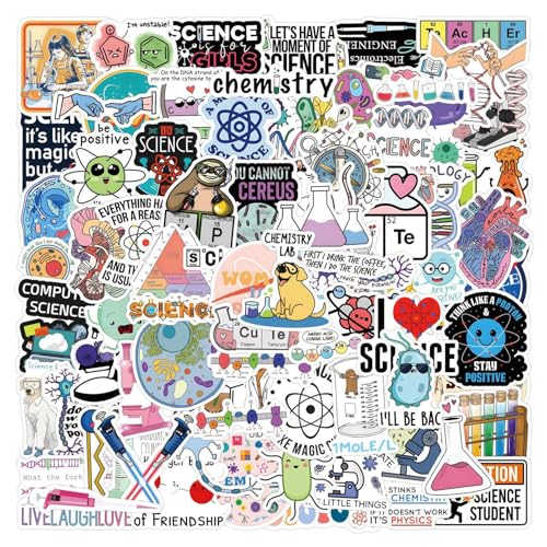 Funny Biology Stickers Pack, 110x Cute Waterproof Decals for Laptop, Water Bottle, Notebook, Skateboard, Bike, Biology-Themed Science Stickers for Students, 2.32x2.32 Inches von mivceklw