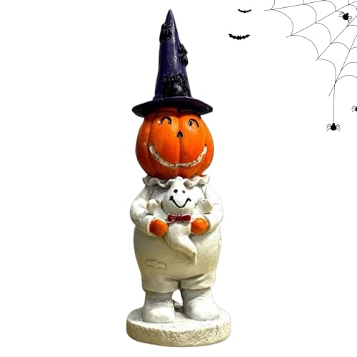 mivceklw Halloween-Kürbis-Statue, lächelnde Statue, Tischdekoration, lustige Urlaubsdekoration für Cosplay, Spukhäuser, Wohnzimmer, Schlafzimmer und Küche von mivceklw