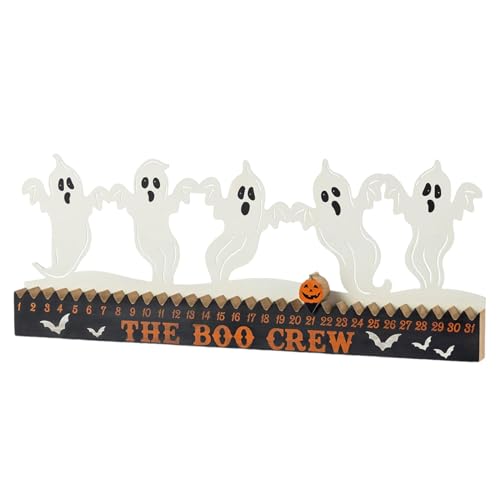 mivceklw Holz Halloween Countdown Kalender - Geist Tischdekoration Für Halloween | 31-Tage-Kalender Schild Figur Niedlich für Schreibtisch, Innenbereich, Wohnzimmer und Tisch als Dekoration von mivceklw