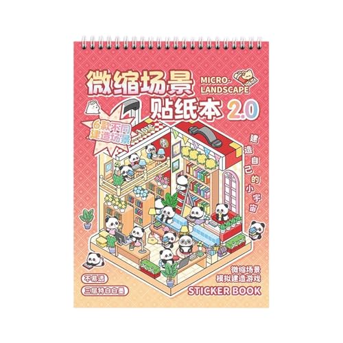 mivceklw Miniatur-Szenen-Aufkleber-Buch, 3D-Haus-Aufkleber, niedlicher Cartoon- und lustige Scrapbook-Aufkleber für Kinder und Erwachsene, Stressabbau, Heimdekoration, 20 x 26,3 cm mivceklw Miniatur-Szenen-Aufkleber-Buch, 3D-Haus-Aufkleber, niedlicher Cartoon- und lustige Scrapbook-Aufkleber für Kinder und Erwachsene, Stressabbau, Heimdekoration, 20 x 26,3 cm von mivceklw