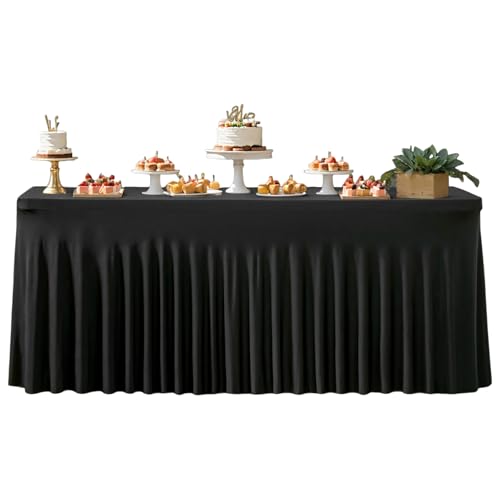 mivceklw Tischrock, rechteckig, Bürorock, Halloween, 1,8 m, schwarz, gefaltet, mit Rüschen, Dekoration für Halloween, Babyparty, Hochzeit, Bankett, Buffet, Geburtstag, Party, Polyester mivceklw Tischrock, rechteckig, Bürorock, Halloween, 1,8 m, schwarz, gefaltet, mit Rüschen, Dekoration für Halloween, Babyparty, Hochzeit, Bankett, Buffet, Geburtstag, Party, Polyester von mivceklw