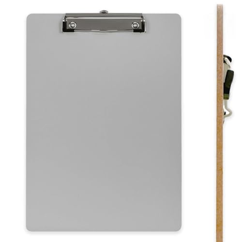 10x A4 Klemmbrett aus 3mm Hartfaserplatte Schreibplatte Schreibmappe stabile Schreibunterlage, ideal für Büro, Schule, Praxis & Home Office (Grau) von mixed24