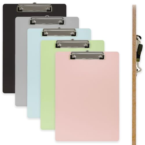 10x A4 Klemmbrett aus 3mm Hartfaserplatte Schreibplatte Schreibmappe stabile Schreibunterlage, ideal für Büro, Schule, Praxis & Home Office (Set aus 5 Farben) von mixed24