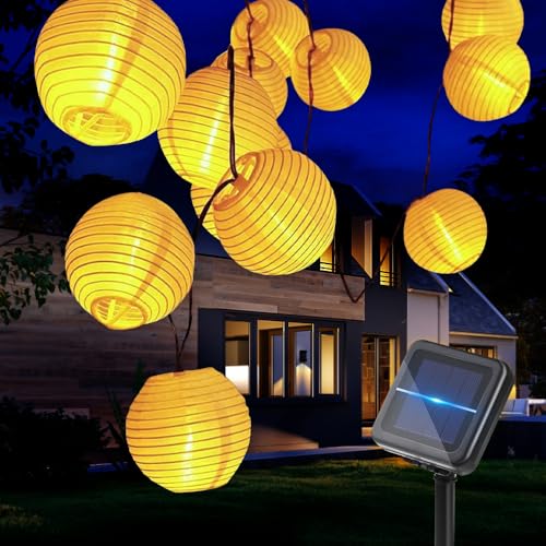 mizikuu Solar Lichterkette Lampions Außen, 10M 50 LED Laternen 8 Modi 600mAh Solarlichterkette mit Upgrade Solarpanel Solarlampions IP65 Wasserdicht Beleuchtung für Garten Balkon Hochzeit Warmweiß mizikuu Solar Lichterkette Lampions Außen, 10M 50 LED Laternen 8 Modi 600mAh Solarlichterkette mit Upgrade Solarpanel Solarlampions IP65 Wasserdicht Beleuchtung für Garten Balkon Hochzeit Warmweiß von mizikuu