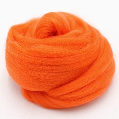 Filzwolle 20g feine Merinowolle/Märchenwolle (orange) zum Trockenfilzen, Nassfilzen und Spinnen - 21mic von mjolda