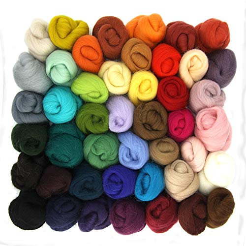 mjolda Filzwolle zum Nassfilzen und Trockenfilzen - 45 Farben Märchenwolle zum filzen von Elfen und Feen aus Filzwolle, natürliche Schafwolle, wunderbar als Spinnwolle zum Spinnen mjolda Filzwolle zum Nassfilzen und Trockenfilzen - 45 Farben Märchenwolle zum filzen von Elfen und Feen aus Filzwolle, natürliche Schafwolle, wunderbar als Spinnwolle zum Spinnen von mjolda