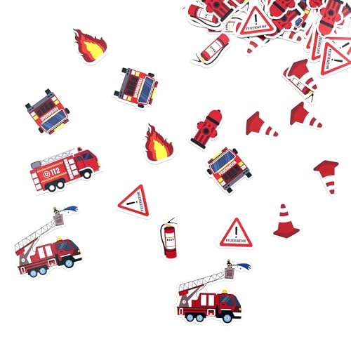 100 Stück Konfetti Feuerwehr Deko feuerwehr geschenke Jungen Cartoon Feuerwehrauto Deko für Geburtstag Party Tischdekoration Feuerwehrfest Deko von mkemka