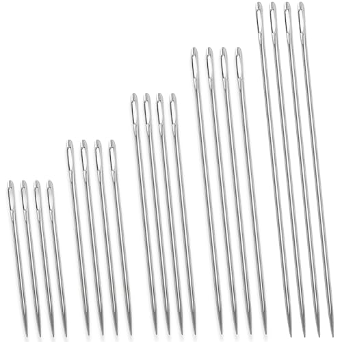 20 Stück Lange Nähnadeln mit Großem Öhr, 7.5/10/12.5/15/17.5cm Stopfnadeln Sticknadeln Polsternadel Matratzennadel, Große Nadel zum Nähen von Leder von mkemka