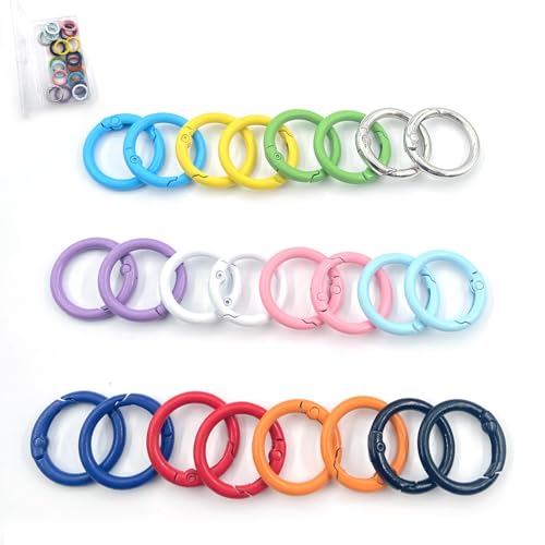 24 Stück Karabiner Rund, Schlüsselringe Bunt karabiner, Schlüsselringe Klein O Ring für Schlüsselanhänger DIY Zubehö Geldbeutel (12 Farben) von mkemka