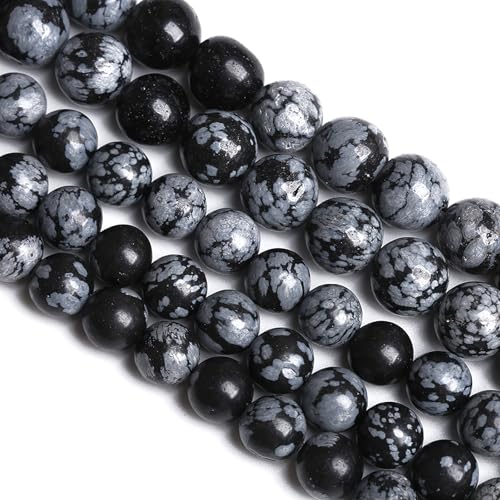 10 mm, 36 Stück Schneeflocken-Obsidian-Naturstein-Abstandshalter für Schmuckherstellung, DIY-Armbänder 10 mm, 36 Stück Schneeflocken-Obsidian-Naturstein-Abstandshalter für Schmuckherstellung, DIY-Armbänder von mkslksbhnxl