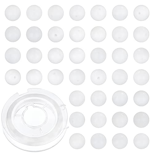 10 mm, 80 Stück natürliche weiße Alabaster-Edelsteine, runde lose Perlen für Schmuckherstellung, mit Kristall-Stretchschnur von mkslksbhnxl