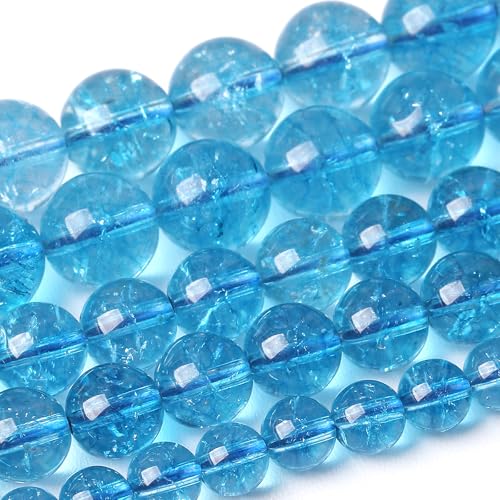 10 mm blaue Kristall-Quarzperlen, natürlicher Edelstein, rund, lose für Schmuck und Armbänder, 72 Stück, 2 Stränge, 81,3 cm von mkslksbhnxl
